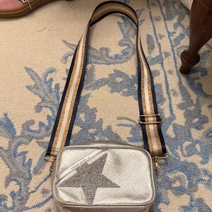 Golden Goose Silver Crossbody Bag with Star Accent